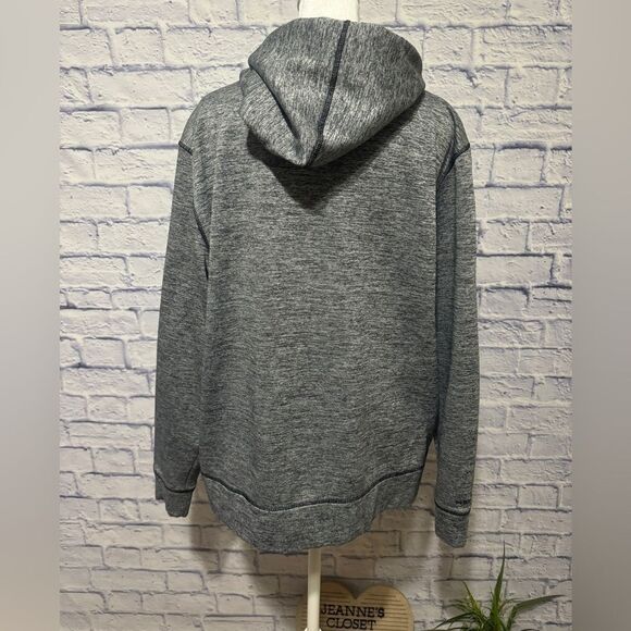 Under Armour Cold Gear Loose Fit Hoodie Gray Striped Fuscia Pink Pullover Sz L - Picture 8 of 10